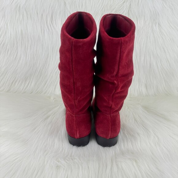 Women's St Johns Bay Jamie Suede Slouchy Mid Calf Bootie Shoes Size 7.5 Burgundy - Picture 7 of 13